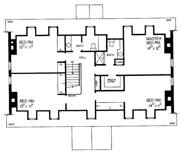 House Blueprint - Classical Floor Plan - Upper Floor Plan #72-674