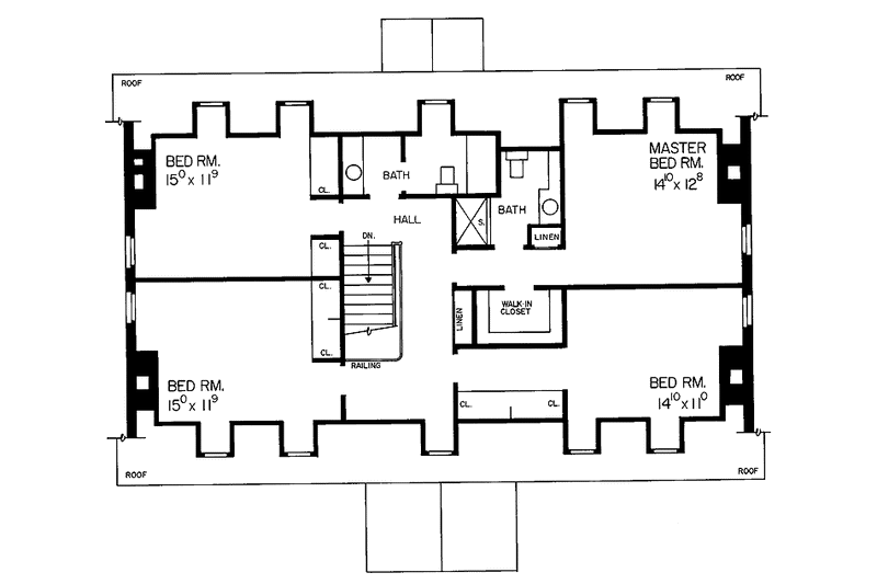Home Plan - Floor Plan - Upper Floor 1 for Classical House Plan #72-674 - 3 bed, 2.5 bath