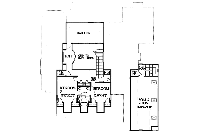 Home Plan - Floor Plan - Upper Floor for Country House Plan #999-1 - 3 bed, 2.5 bath