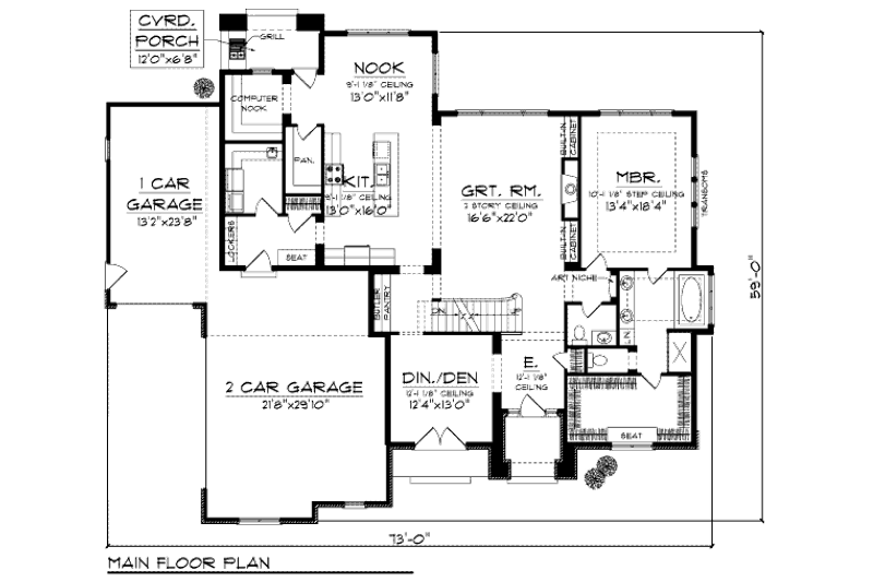 Home Plan - Floor Plan - Main Floor for European House Plan #70-993 - 4 bed, 2.5 bath