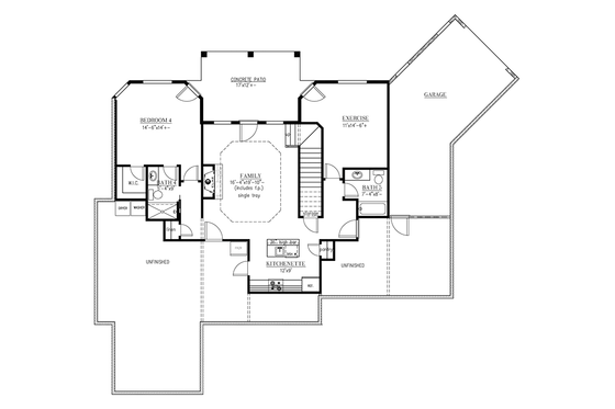 Floor Plan - Lower Floor for European House Plan #437-70 - 4 bed, 5 bath
