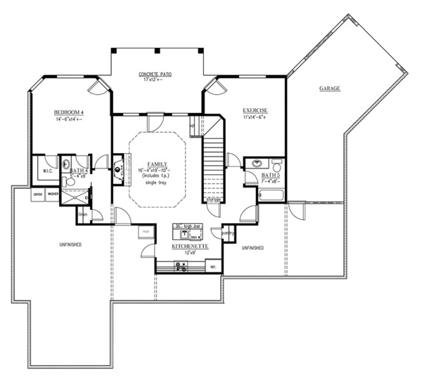 Architectural House Design - European Floor Plan - Lower Floor Plan #437-70