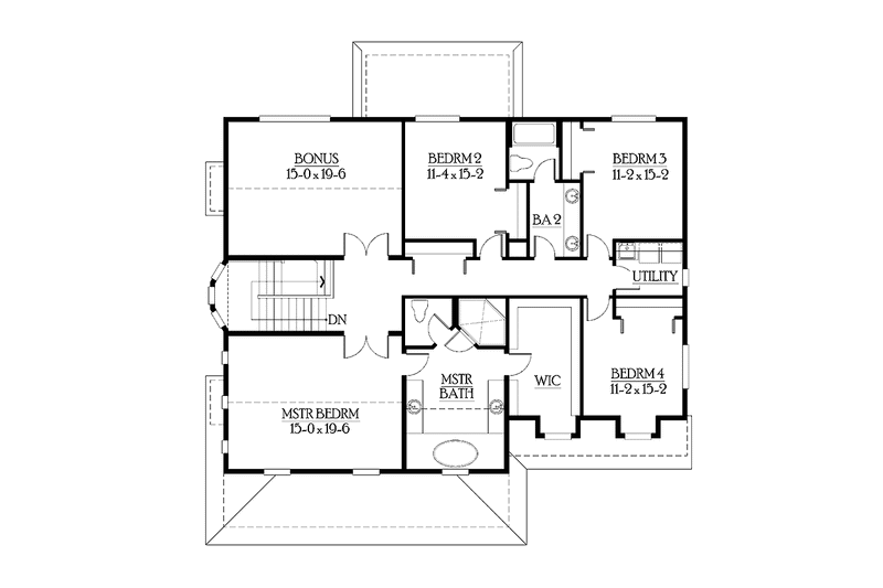Dream House Plan - Floor Plan - Upper Floor for Craftsman House Plan #132-424 - 4 bed, 2.5 bath