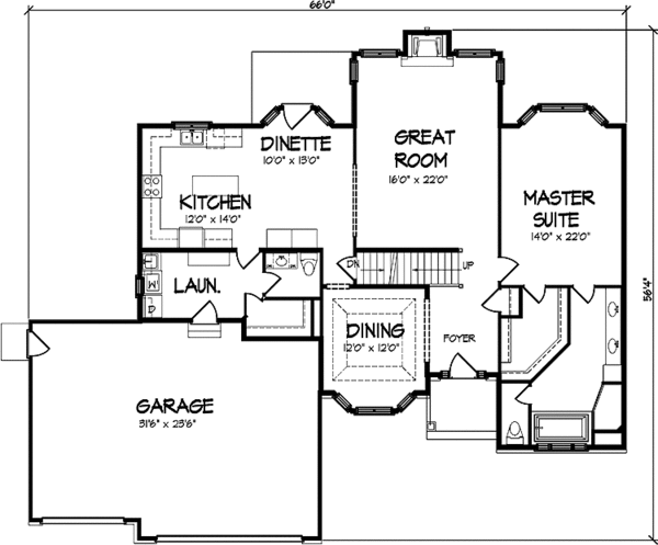 Home Plan - Traditional Floor Plan - Main Floor Plan #320-1455