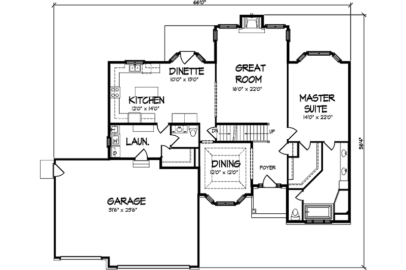 Home Plan - Floor Plan - Main Floor for Traditional House Plan #320-1455 - 4 bed, 2.5 bath
