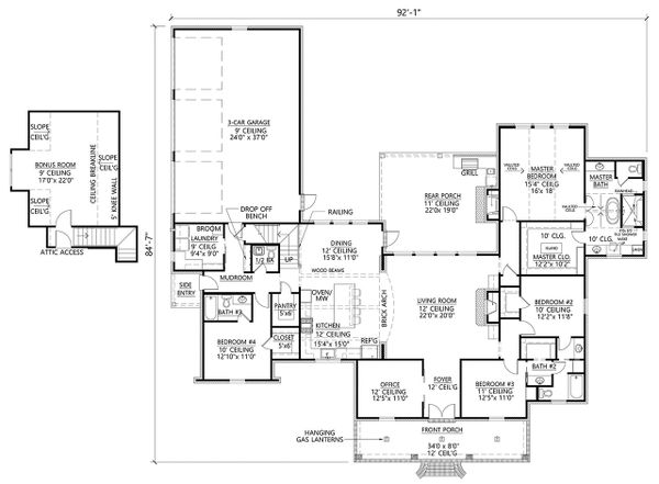 Country Floor Plan - Main Floor Plan #1074-23