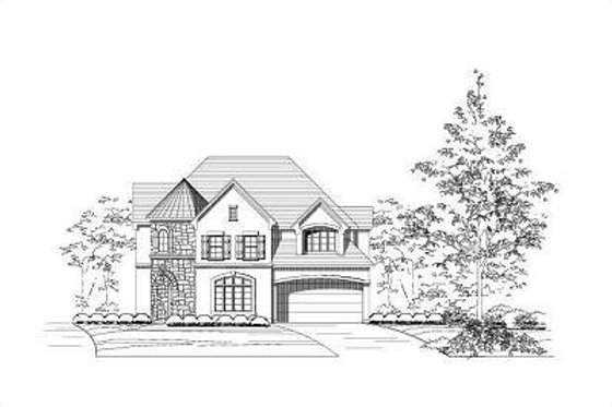 Exterior - Front Elevation for European House Plan #411-315 - 5 bed, 3.5 bath
