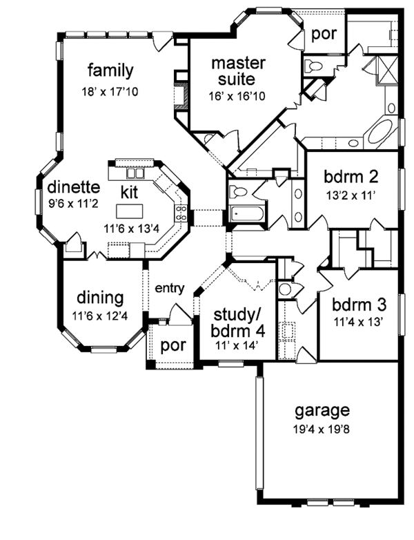 Dream House Plan - Mediterranean Floor Plan - Main Floor Plan #84-769