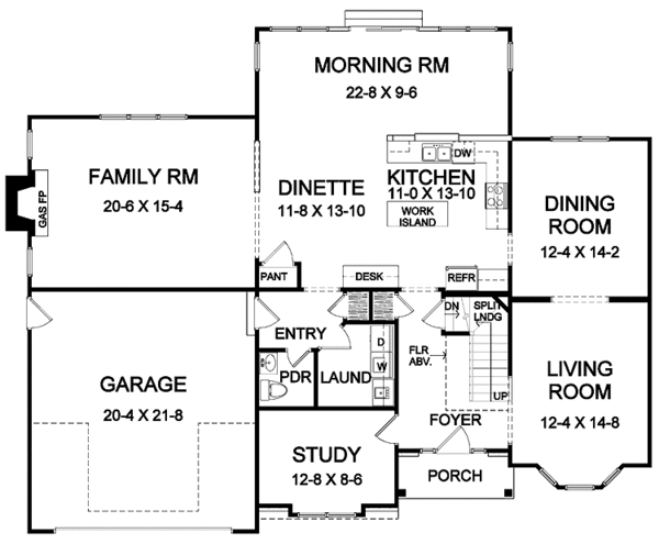 Home Plan - Traditional Floor Plan - Main Floor Plan #328-338