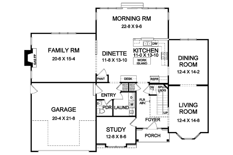 Home Plan - Floor Plan - Main Floor for Traditional House Plan #328-338 - 4 bed, 2.5 bath