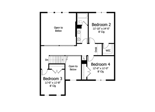 House Design - Colonial Floor Plan - Upper Floor Plan #51-1016