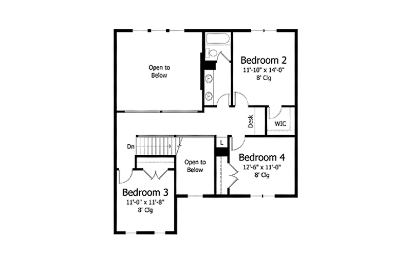 Home Plan - Floor Plan - Upper Floor for Colonial House Plan #51-1016 - 4 bed, 2.5 bath