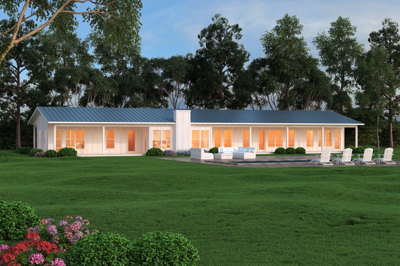 Architectural House Design - Exterior - Rear Elevation for Ranch House Plan #888-8 - 3 bed, 3.5 bath