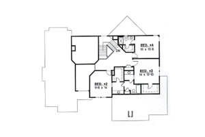 Floor Plan - Upper Floor for Traditional House Plan #67-327 - 4 bed, 3 bath