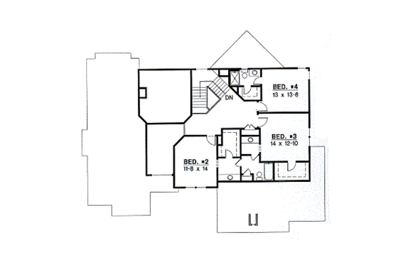 Floor Plan - Upper Floor for Traditional House Plan #67-327 - 4 bed, 3 bath