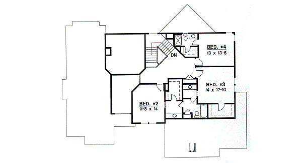 Traditional Floor Plan - Upper Floor Plan #67-327
