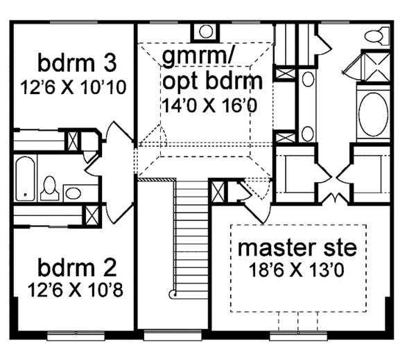 Dream House Plan - Traditional Floor Plan - Upper Floor Plan #84-765