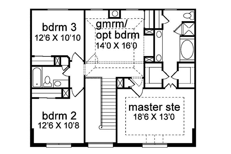 Architectural House Design - Floor Plan - Upper Floor for Traditional House Plan #84-765 - 3 bed, 2.5 bath