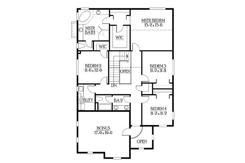 Dream House Plan - Floor Plan - Upper Floor for Craftsman House Plan #132-329 - 4 bed, 2.5 bath