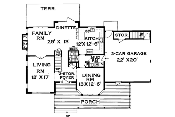 Floor Plan - Main Floor for Victorian House Plan #3-251 - 4 bed, 2.5 bath
