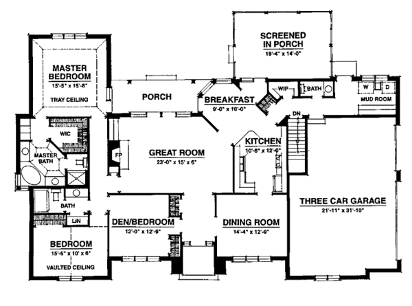 House Plan Design - Colonial Floor Plan - Main Floor Plan #1016-30