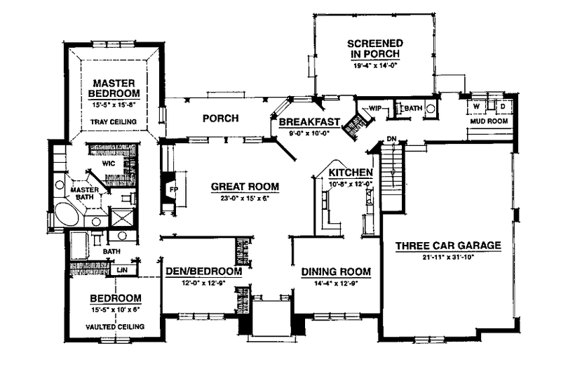 House Plan Design - Floor Plan - Main Floor for Colonial House Plan #1016-30 - 3 bed, 2.5 bath