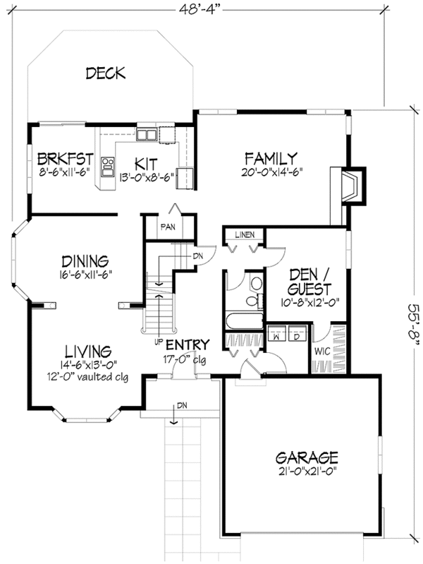 House Plan Design - Craftsman Floor Plan - Main Floor Plan #320-1094