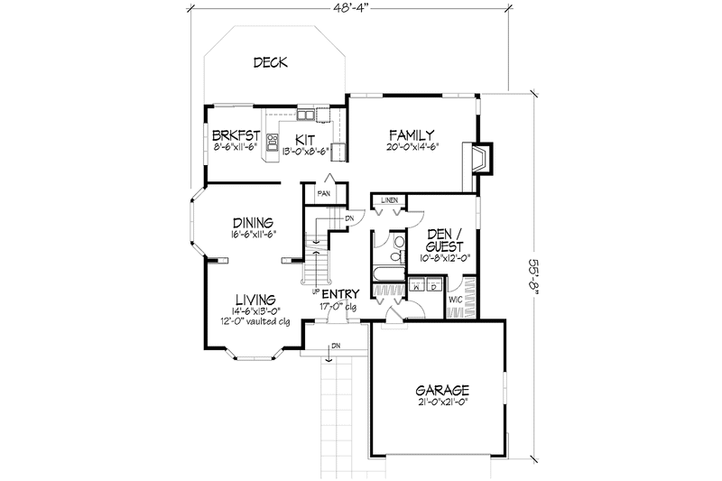 Home Plan - Floor Plan - Main Floor for Craftsman House Plan #320-1094 - 4 bed, 3 bath