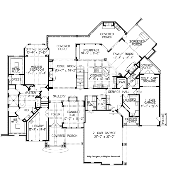 House Plan Design - Craftsman Floor Plan - Main Floor Plan #54-362