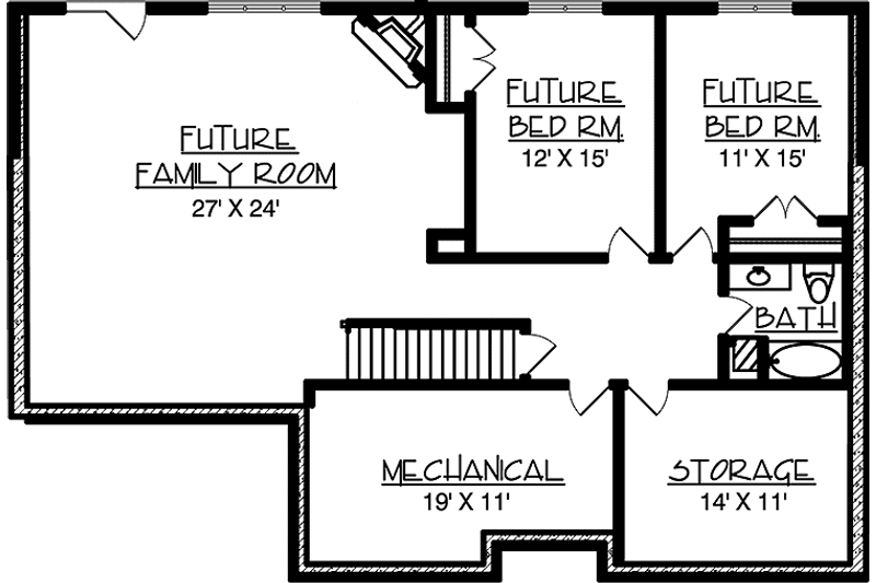 Home Plan - Floor Plan - Lower Floor for Prairie House Plan #320-1482 - 1 bed, 1.5 bath