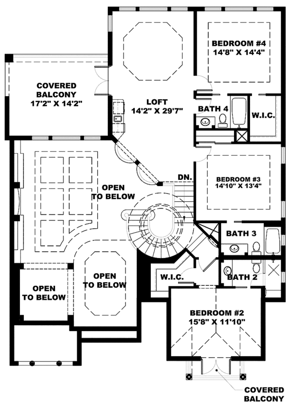 House Blueprint - Mediterranean Floor Plan - Upper Floor Plan #1017-101