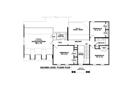 Floor Plan - Upper Floor for Classical House Plan #81-13701 - 4 bed, 3.5 bath