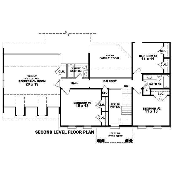 Floor Plan - Upper Floor for Classical House Plan #81-13701 - 4 bed, 3.5 bath