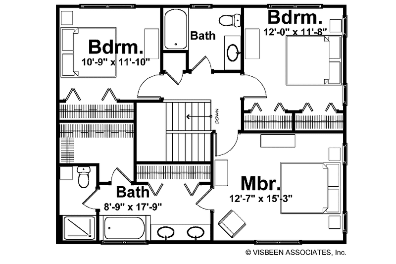 Home Plan - Floor Plan - Upper Floor for Country House Plan #928-161 - 3 bed, 2.5 bath