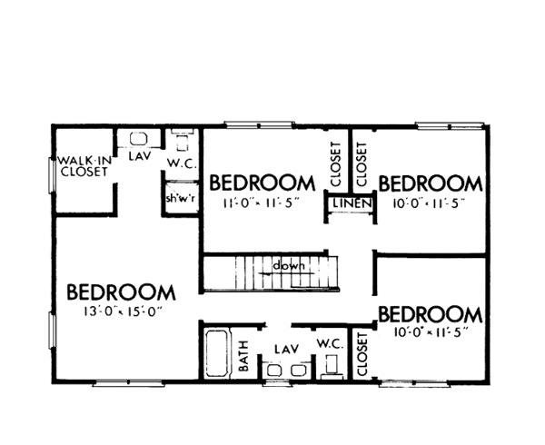 Dream House Plan - Country Floor Plan - Upper Floor Plan #320-1032