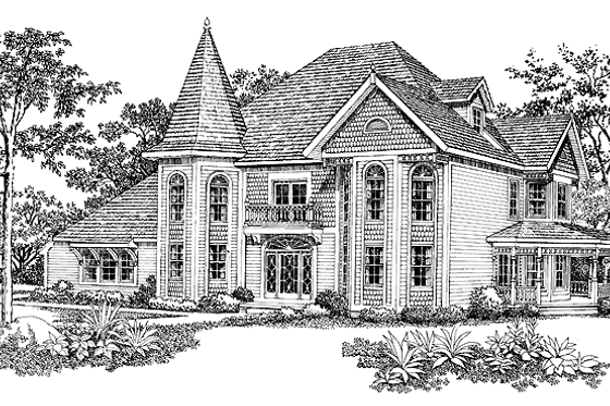 Exterior - Front Elevation 3 for Victorian House Plan #72-803 - 4 bed, 2.5 bath