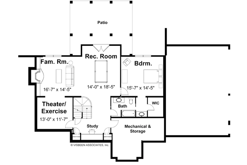 Home Plan - Floor Plan - Lower Floor for Craftsman House Plan #928-113 - 4 bed, 3 bath