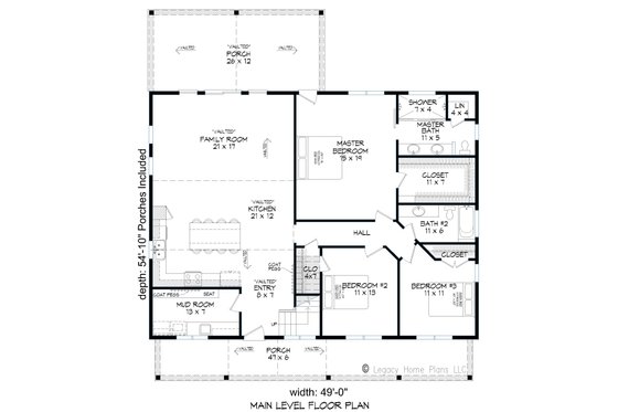 Floor Plan - Main Floor for Cottage House Plan #932-318 - 3 bed, 3 bath