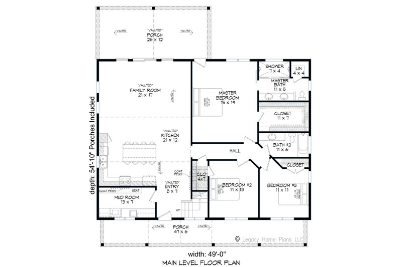 House Blueprint - Floor Plan - Main Floor for Cottage House Plan #932-318 - 3 bed, 3 bath