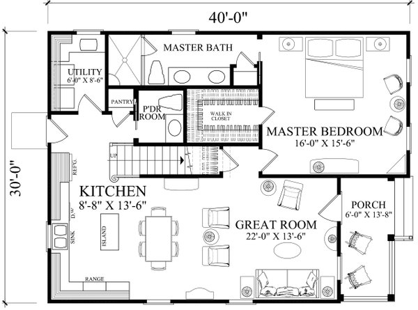 House Blueprint - Craftsman Floor Plan - Main Floor Plan #137-409