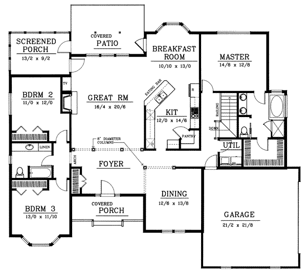 Traditional Floor Plan - Main Floor Plan #101-102