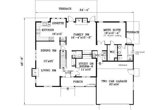 Floor Plan - Main Floor for Farmhouse House Plan #3-196 - 5 bed, 3.5 bath