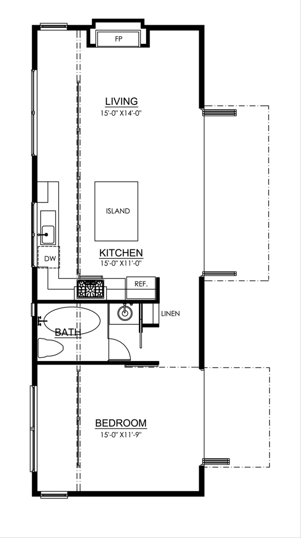 Traditional Style House  Plan  1 Beds 1 Baths 700  Sq  Ft  