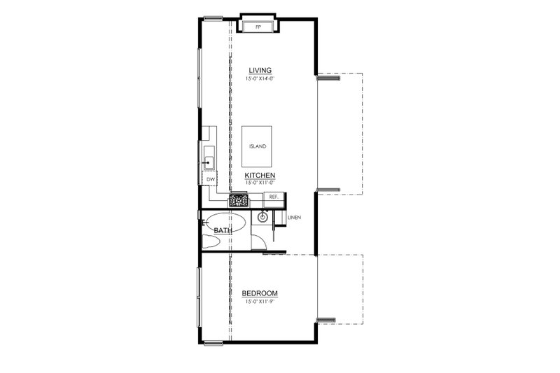 Architectural House Design - Floor Plan - Main Floor for Traditional House Plan #484-10 - 1 bed, 1 bath