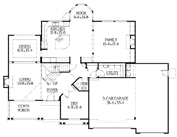 Home Plan - Craftsman Floor Plan - Main Floor Plan #132-407