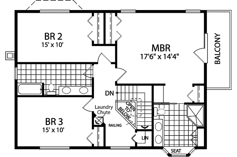 Home Plan - Floor Plan - Upper Floor for Country House Plan #118-153 - 3 bed, 2.5 bath