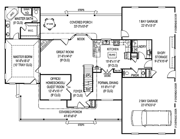 Architectural House Design - Country Floor Plan - Main Floor Plan #11-270