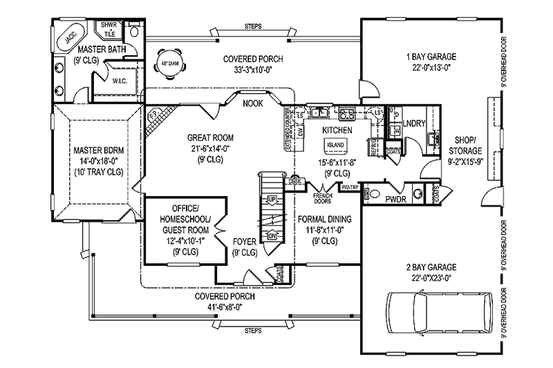 Home Plan - Floor Plan - Main Floor for Country House Plan #11-270 - 3 bed, 2.5 bath