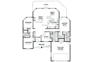 Floor Plan - Main Floor for Traditional House Plan #18-316 - 3 bed, 2 bath