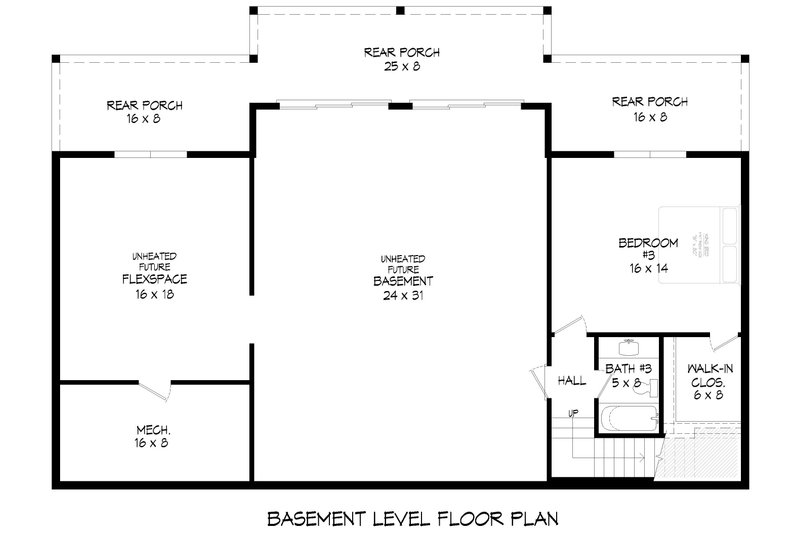 House Design - Floor Plan - Lower Floor for Beach House Plan #932-1124 - 3 bed, 3 bath